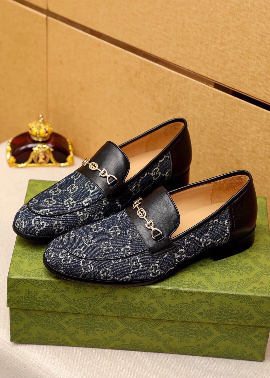 Men's shoes 💰540 💐 GUCCI official website dress shoes 🌀 Italian 🇮🇹 imported denim upper ➕ top imported water-dyed cow 🐂 leather lining 💋 fine handmade original outsole, the real thing looks better when photographed in person Standard size 38-44 (45🉑️customized)